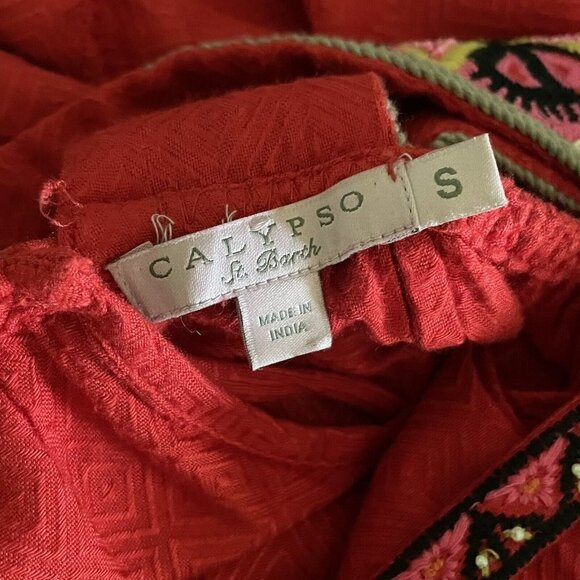 Calypso St Barth Dalbi Dress Womens Sz S Red Beaded Embroidered Tassel Boho Maxi - Picture 12 of 12